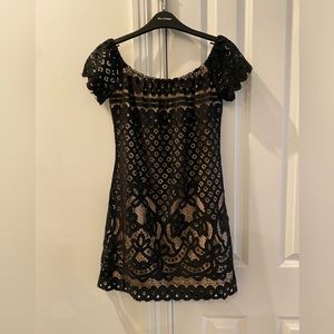 Oxford Sunday Off The Shoulder Black Lace Dress